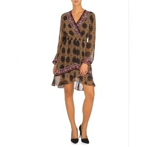 Guess Olena Medallion Print A-Line Smocked Chiffon Midi Dress Glam Mobwife